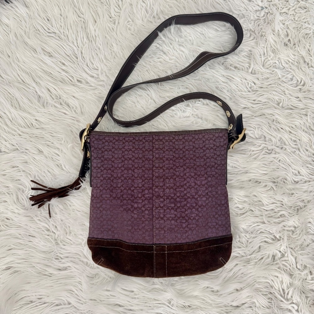 💜 Y2K Vintage Coach Purple Signature Jacquard Crossbody F10417 💜